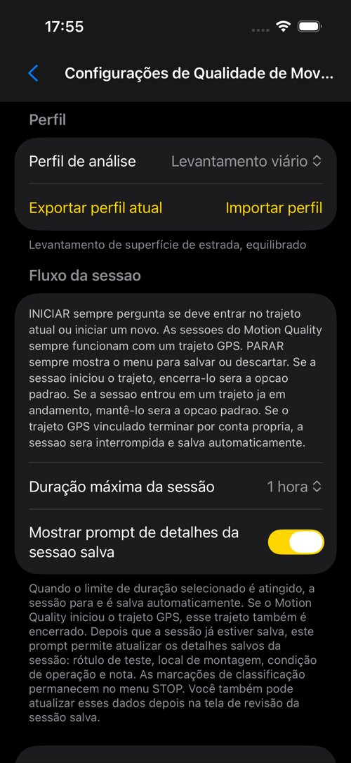 Tela de configurações do Levantamento Viário