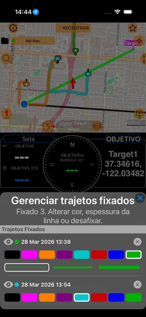 Gerenciar trajetos fixados sobre o mapa
