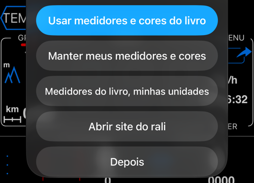 Livro carregado com opções de medidores, cores e unidades