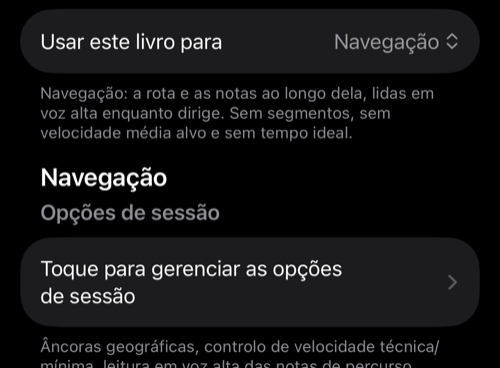 Usar este livro para em Navegação, com as Opções de sessão abaixo