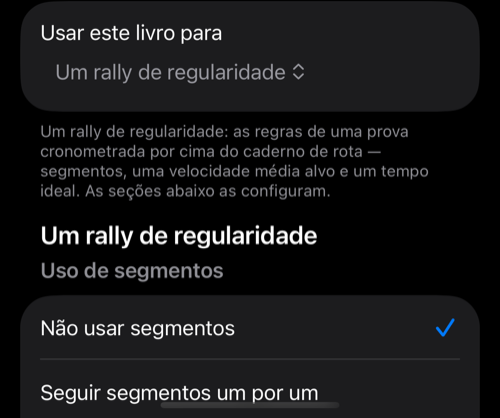 Usar este livro para em Um rally de regularidade, com o Uso de segmentos abaixo