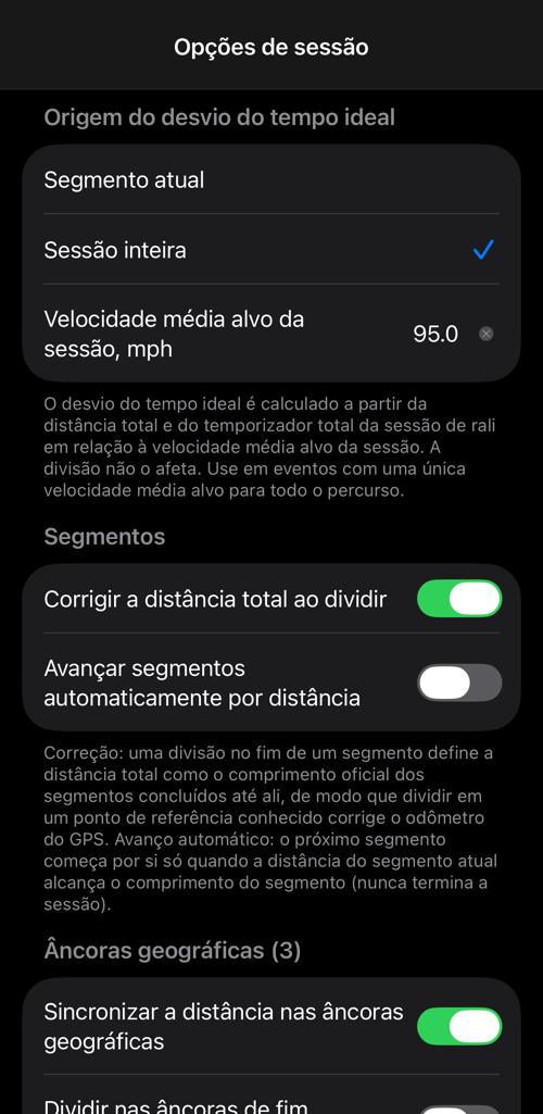 Opções de sessão: origem do tempo fora do perfeito, comportamento dos segmentos e âncoras geográficas