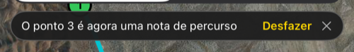 A mensagem depois de escrever uma nota em um ponto, com Desfazer