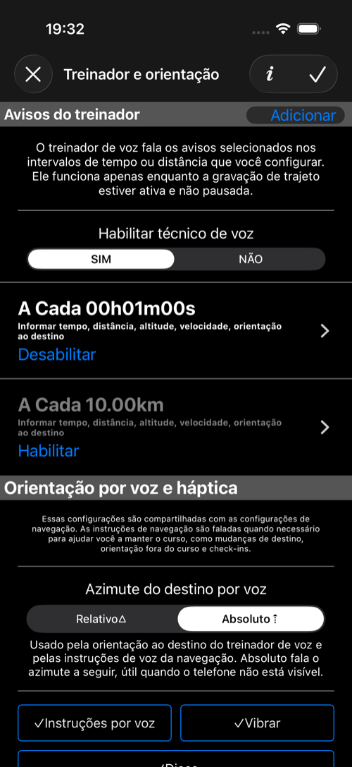Anúncios do orientador por voz