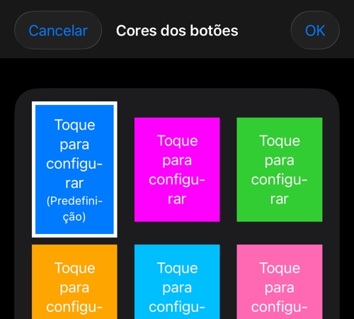 O seletor de cor para os botões do aplicativo