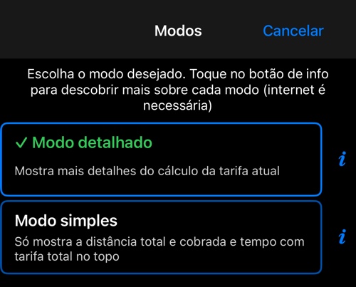O seletor de modos, com este selecionado