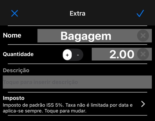O editor do extra, com a linha do imposto