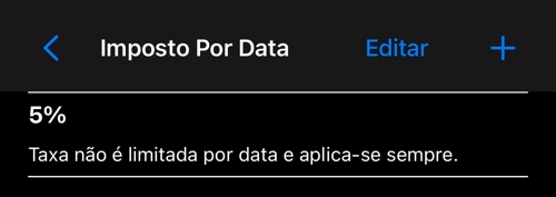 A lista de alíquotas por período