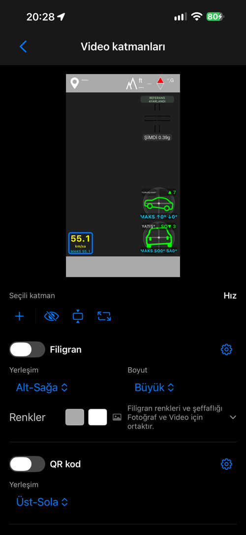 Video katman düzeni, Filigran kapalı ve QR kod açık