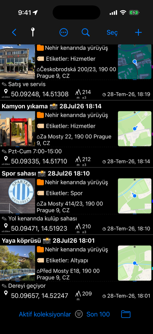 Point list where terrain-filled altitude shows clean while GPS altitudes keep their accuracy