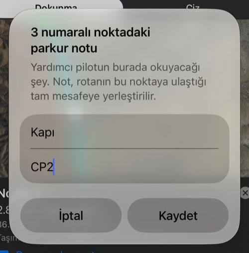 Talimat ve isteğe bağlı işaretle bir noktanın not formu