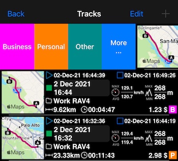 yol listesi, kategori için kaydırma
