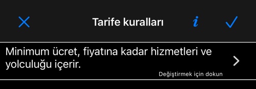 Minimum ücret fiyatına kadar hizmetleri içerir — Tarife kuralları