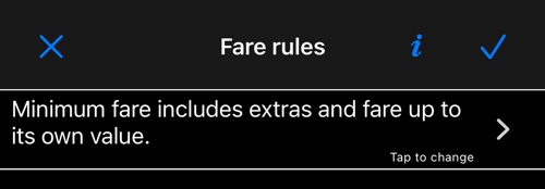 Minimum fare covers up to its own value — Fare rules