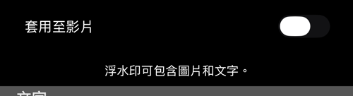 限定影片的編輯畫面：只有一個開關，「套用至影片」